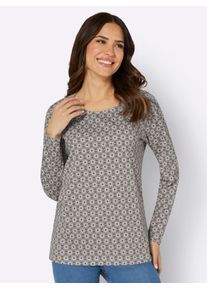 Classic Basics Damen Langarmshirt "Langarm-Shirt", grau, Gr. 40, gemustert, mehrfarbig, 100% Baumwolle, Shirts