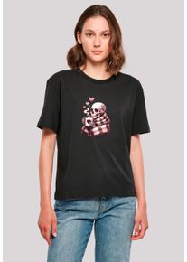 F4NT4STIC Damen T-Shirt "Cozy Winter Skelett", schwarz, casual, Gr. XXL, Obermaterial: 100% Baumwolle, Shirts, Premium Qualität