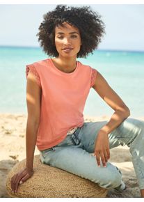 Heine Damen Rundhalsshirt "Shirt", orange, Gr. 46, unifarben, 95% Baumwolle, 5% Elasthan, Shirts