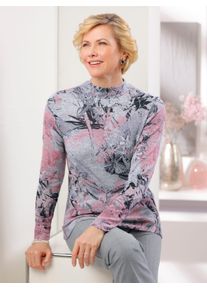 CLASSIC Damen Stehkragenshirt "Winter-Shirt", rosa, Gr. 40, gemustert, mehrfarbig, 96% Polyester, 4% Elasthan, Shirts