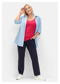 sheego Damen Stretch-Hose "Große Größen", blau, casual, Gr. 48, unifarben, Obermaterial: 98% Baumwolle, 2% Elasthan, Hosen, im Curvy-Schnitt MANUELA