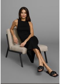 Laura Scott Damen Strickkleid, schwarz, feminin, Gr. 46, clean, unifarben, Feinstrick, Obermaterial: 70% Viskose, 30% Polyamid, Kleider, mit Schlitz