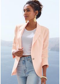 Lascana Damen Jackenblazer, rot, modisch, Gr. 38, unifarben, Web, Obermaterial: 55% Leinen, 45% Viskose, Blazer, aus Leinenmix, Damenblazer mit
