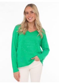 Zwillingsherz Damen Sweatshirt ""Positive Mind"", grün, casual, Gr. LXL, unifarben, used, Sweatware, Obermaterial: 70% Baumwolle, 30% Polyester,