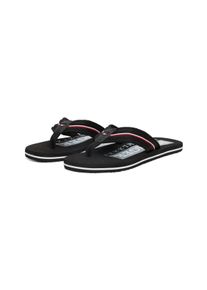 Tommy Hilfiger Herren Zehentrenner "CORPORATE HILFIGER BEACH SANDAL", Gr. 42, schwarz, Textil, casual, Schuhe, Sommerschuh, Flats, Bequemschuh mit
