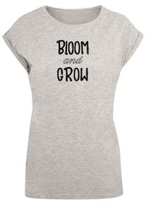 Merchcode Herren T-Shirt "Merchcode Damen Ladies Spring - Bloom and grow T-Shirt", grau, casual, Gr. XS, bedruckt, 100% Baumwolle, Shirts