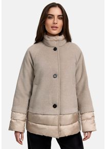 Manisa Damen Winterjacke, beige, casual, Gr. 50, unifarben, Web, Obermaterial: 50% Wolle, 50% Polyester. Futter: 100% Polyamid, Jacken, mit modischen
