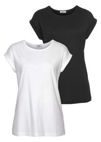 Flashlights Damen T-Shirt, schwarz-weiß, Basic, Gr. 36, unifarben, Single Jersey, Obermaterial: 50% Baumwolle, 50% Modal, Shirts, Kurzarm,