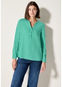 Cecil Damen Langarmbluse, grün, casual, Gr. XL, unifarben, Stoff, 100% Viskose, Blusen, mit dekorativer Knopfleiste