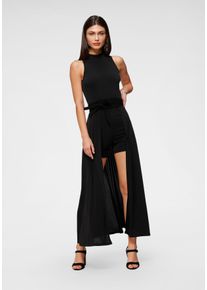 Melrose Damen Jumpsuit, schwarz, feminin, Gr. 40, unifarben, clean, Jersey, Obermaterial: 95% Polyester, 5% Elasthan, Overalls, mit angesetztem Rock