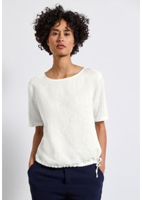 Street One Damen Shirtbluse, weiß, casual, Gr. 36, unifarben, Web, 60% Leinen, 40% Baumwolle, Blusen, mit Leinenanteil
