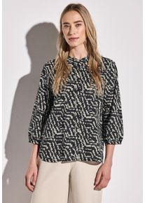 Street One Damen Klassische Bluse, schwarz, casual, Gr. 44, bedruckt, Web, 100% Baumwolle, Blusen, mit 3/4 Ärmeln
