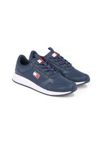 Tommy Jeans Herren Keilsneaker "Tommy Jeans FLEXI RUNNER", Gr. 42, blau, Leder, Lederimitat, unifarben, sportlich, Schuhe, Freizeitschuh, Halbschuh,