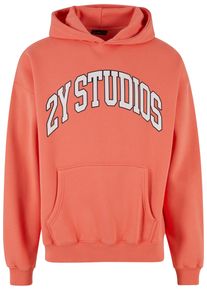 2Y STUDIOS Herren Kapuzensweatshirt "2Y Studios Herren 2Y Globus Oversize Hoodie", orange, Gr. XS, bedruckt, 70% Baumwolle, 30% Polyester, Sweatshirts