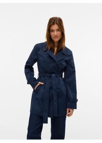 Véro Moda VERO MODA Damen Trenchcoat "VMCHELSEA OLIVIA TRENCHCOAT NOOS", blau, modisch, Gr. L, unifarben, Web, Obermaterial: 100% Polyester, Mäntel