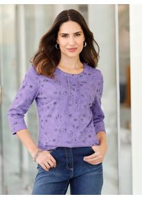 Classic Basics Damen 3/4-Arm-Shirt "3/4-Arm-Shirt", lila, Gr. 46, geblümt, gemustert, bedruckt, 100% Baumwolle, Shirts