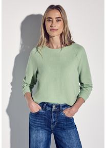 Street One Damen Langarmshirt, grün, casual, Gr. 44, unifarben, Stoff, 66% Polyester, 34% Viskose, Shirts, mit U-Boot-Ausschnitt