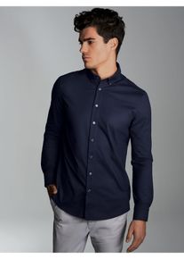 TRIGEMA Herren Poloshirt "TRIGEMA Business-Hemd aus DELUXE-Single-Jersey", blau, casual, Gr. L, 100% Baumwolle, Shirts