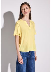 Street One Damen Shirtbluse, gelb, casual, Gr. 40, unifarben, Stoff, 100% Viskose, Blusen, aus softer Viskose