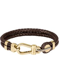 BOSS Herren Lederarmband "ARES PRIME, 1580699M, 1580700M", M, Edelstahl-Leder, braun, Edelstahl, Leder, Armbänder
