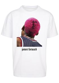 Herren Kurzarmshirt "Upscale by Mister Tee Herren Power Forward Oversize Tee", weiß, casual, Gr. M, UPSCALE BY MISTER TEE, unifarben, 100% Baumwolle,