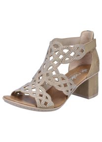Rieker Damen Sandalette, Gr. 36, beige, Nubuklederimitat, unifarben, elegant, Schuhe, Sommerschuh, Schaftsandale, Urlaubschuh, Blockabsatz mit