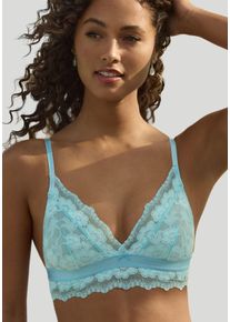 Lascana Damen Bralette-BH, Gr. 36, blau, Spitze, Obermaterial: 86% Polyamid, 10% Elasthan, 4% Polyester, feminin, BHs, ohne Bügel aus elastischer