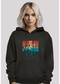 F4NT4STIC Damen Kapuzenpullover "Berg Sonnenuntergang Retro", schwarz, casual, Gr. XL, Obermaterial: 65% Baumwolle, 35% Polyester, Pullover, Premium