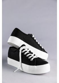 ANISTON SHOES Damen Plateausneaker, Gr. 41, schwarz-weiß, Textil, Basic, Schuhe, Freízeitschuh, Basic-Sneaker, Schnürschuh - NEUE KOLLEKTION