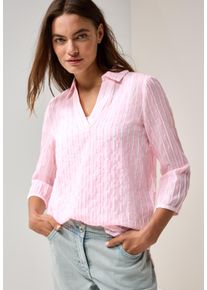 Cecil Damen Hemdbluse, weiß, casual, Gr. S, gestreift, Web, Obermaterial: 80% Baumwolle, 20% Polyester, Blusen, mit Strukturdetail-Streifen