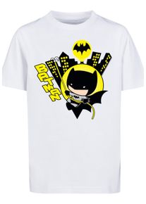 F4NT4STIC Jungen Kurzarmshirt "F4NT4STIC Kinder Chibi Batman Swinging -WHT with Kids Basic Tee", weiß, casual, Gr. 122, unifarben, 100% Baumwolle,