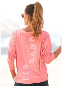 ELBSAND Damen Langarmshirt "Eltje", rosa, casual, Gr. S, meliert, Jersey, Obermaterial: 50% Baumwolle, 50% Polyester, Shirts, mit Logodruck hinten,