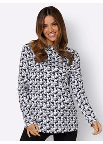 Inspirationen Damen Stehkragenshirt "Shirt", schwarz-weiß, Gr. 36, gemustert, mehrfarbig, 50% Baumwolle, 50% Modal, Shirts