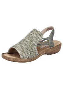 Rieker Damen Sandale, Gr. 36, grün, Lederimitat, Flechtoptik, meliert, klassisch, Schuhe, Sommerschuh, Sandalette, Schlupfschuh mit seitlichen