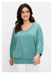 sheego Damen 3/4-Arm-Shirt "Große Größen", grün, feminin, Gr. 40, gemustert, Obermaterial: 95% Viskose (LENZING ECOVERO), 5% Elasthan, Shirts