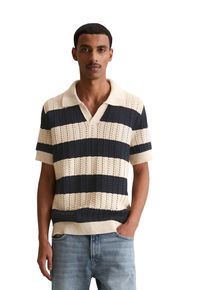 Marc O'Polo Herren Poloshirt, beige, casual, Gr. XXL, MARC O'POLO DENIM, Strick, Obermaterial: 100% Baumwolle, Shirts, markantes Loch-Strickmuster