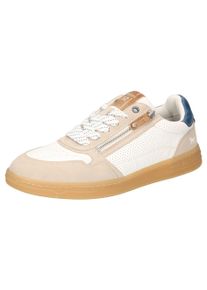 Mustang Shoes Herren Sneaker, Gr. 44, beige, Lederimitat, kontrastfarbene Details, casual, Schuhe, Retro Sneaker, Schnürschuh mit Außenreißverschluss