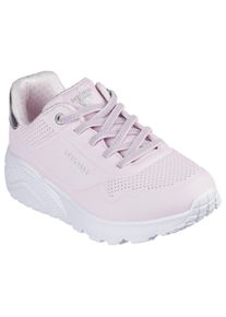 Skechers Kinder Sneaker "UNO LITE", Gr. 31, silber, Lederimitat, modisch, Schuhe, Schnür,-Plateausneaker mit Metallic, Größenschablone zum Download