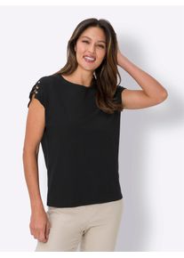 Classic Basics Damen Rundhalsshirt "Rundhals-Shirt", schwarz, Gr. 52, unifarben, 100% Baumwolle, Shirts