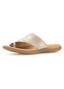 Gabor Damen Dianette, Gr. 36, gold, Ziegenveloursleder, metallic, casual, Schuhe, Keilabsatz, Sommerschuh, Bequemschuh mit Zehenring