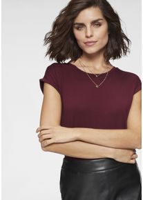 Tamaris Damen T-Shirt, rot, Basic, Gr. 44, Single Jersey, Obermaterial: 95% Viskose, 5% Elasthan, Shirts, Kurzarm, Regular Fit, unifarben, mit