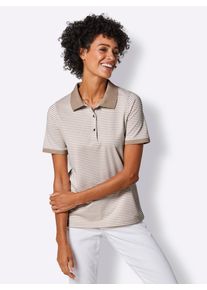 Damen Poloshirt "Lyocell-Baumwoll-Shirt", beige, Gr. 42, CREATION L PREMIUM, gemustert, mehrfarbig, gestreift, 67% Lyocell, 28% Baumwolle, 5%