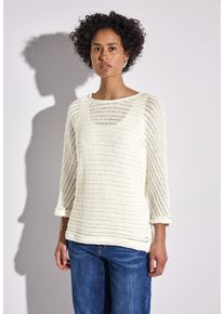 Street One Damen Strickpullover, weiß, casual, Gr. 46, unifarben, Strick, Obermaterial: 88% Baumwolle, 12% Polyester, Pullover, mit U-Boot-Ausschnitt