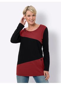 Classic Basics Damen Langarmshirt "Longshirt", rot, Gr. 54, gemustert, mehrfarbig, 100% Baumwolle, Shirts