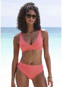 Lascana Damen Highwaist-Bikini-Hose "Lolo", orange, Gr. 36, unifarben, Recycling-Polyamid, Badehosen, mit angesetztem Bündchen