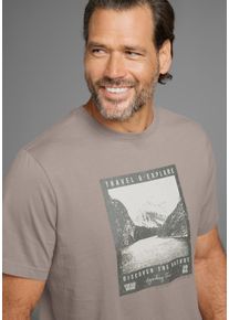 MAN'S WORLD MAN'S WORLD Herren Print-Shirt, grau, casual, Gr. M, bedruckt, Single Jersey, Obermaterial: 100% Baumwolle, Shirts, mit modisch-landschaftlichen Druck