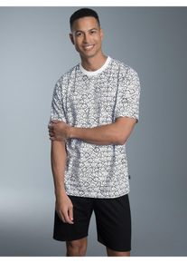 TRIGEMA Herren Schlafanzug "TRIGEMA Kurzer Schlafanzug mit Smiley-Motiv", Gr. XL, weiß, 100% Baumwolle, casual, Homewear-Sets