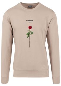 MisterTee Herren Rundhalspullover "MisterTee Herren Lost Youth Rose Crewneck", beige, casual, Gr. M, unifarben, 60% Baumwolle, 40% Polyester, Pullover