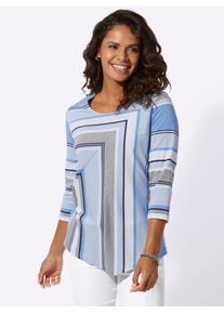 Casual Looks Damen 3/4-Arm-Shirt "Shirt", blau, Gr. 38, gemustert, mehrfarbig, 60% Baumwolle, 40% Polyester, Shirts