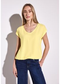Street One Damen Hemdbluse, gelb, casual, Gr. 38, unifarben, Stoff, 100% Viskose, Blusen, aus softer Viskose